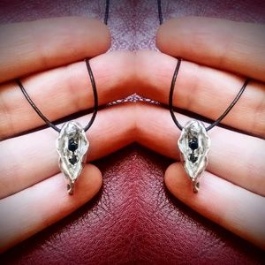 Sterling Silver and black Spinnel Yoni necklace